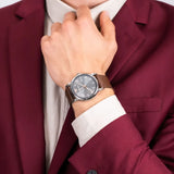 Buy Shop Emporio Armani Luigi Quartz Grey Dial Brown Leather Strap Watch For Men - AR11175 USA Online