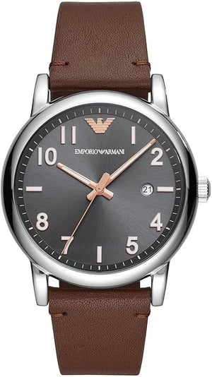 Buy Shop Emporio Armani Luigi Quartz Grey Dial Brown Leather Strap Watch For Men - AR11175 USA Online