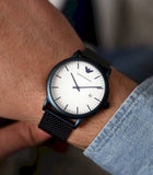 Buy Shop Emporio Armani Luigi Quartz White Dial Blue Mesh Bracelet Watch For Men - AR11025 USA Online