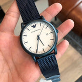 Buy Shop Emporio Armani Luigi Quartz White Dial Blue Mesh Bracelet Watch For Men - AR11025 USA Online