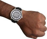 Buy Shop Emporio Armani Luigi Silver Skeleton Dial Black Leather Strap Watch For Men - AR1981 USA Online