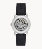 Buy Shop Emporio Armani Luigi Silver Skeleton Dial Black Leather Strap Watch For Men - AR1981 USA Online
