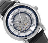 Buy Shop Emporio Armani Luigi Silver Skeleton Dial Black Leather Strap Watch For Men - AR1981 USA Online