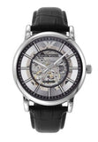 Buy Shop Emporio Armani Luigi Silver Skeleton Dial Black Leather Strap Watch For Men - AR1981 USA Online