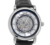 Buy Shop Emporio Armani Luigi Silver Skeleton Dial Black Leather Strap Watch For Men - AR1981 USA Online