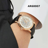 Buy Shop Emporio Armani Luigi Skeleton Silver Dial Black Leather Strap Watch For Men - AR60007 USA Online