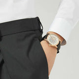 Buy Shop Emporio Armani Luigi Skeleton Silver Dial Black Leather Strap Watch For Men - AR60007 USA Online