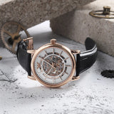 Buy Shop Emporio Armani Luigi Skeleton Silver Dial Black Leather Strap Watch For Men - AR60007 USA Online
