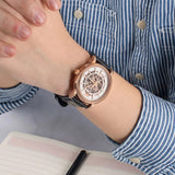Buy Shop Emporio Armani Luigi Skeleton Silver Dial Black Leather Strap Watch For Men - AR60007 USA Online