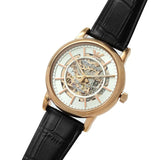 Buy Shop Emporio Armani Luigi Skeleton Silver Dial Black Leather Strap Watch For Men - AR60007 USA Online