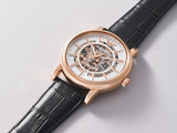 Buy Shop Emporio Armani Luigi Skeleton Silver Dial Black Leather Strap Watch For Men - AR60007 USA Online