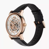 Buy Shop Emporio Armani Luigi Skeleton Silver Dial Black Leather Strap Watch For Men - AR60007 USA Online