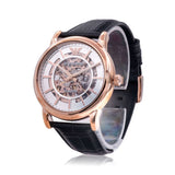 Buy Shop Emporio Armani Luigi Skeleton Silver Dial Black Leather Strap Watch For Men - AR60007 USA Online