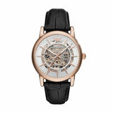 Buy Shop Emporio Armani Luigi Skeleton Silver Dial Black Leather Strap Watch For Men - AR60007 USA Online