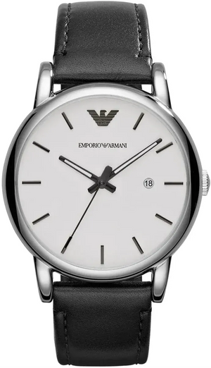 Emporio Armani Luigi White Dial Black Leather Strap Watch for Men - AR1694