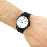 Buy Shop Emporio Armani Luigi White Dial Black Mesh Bracelet Watch For Men - AR11046 USA Online