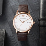 Buy Shop Emporio Armani Luigi White Dial Brown Leather Strap Watch For Men - AR2502 USA Online