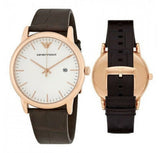 Buy Shop Emporio Armani Luigi White Dial Brown Leather Strap Watch For Men - AR2502 USA Online