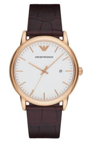 Buy Shop Emporio Armani Luigi White Dial Brown Leather Strap Watch For Men - AR2502 USA Online