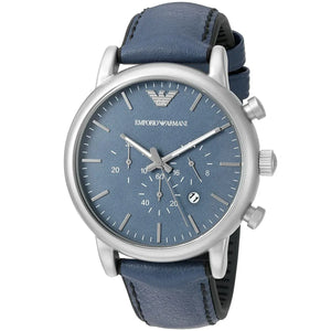 Buy Shop Emporio Armani Luigi XLarge Chronograph Blue Dial Blue Leather Strap Watch for Men - AR1969 USA Online