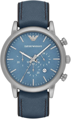 Buy Shop Emporio Armani Luigi XLarge Chronograph Blue Dial Blue Leather Strap Watch for Men - AR1969 USA Online