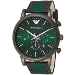 Buy Shop Emporio Armani Luigi XLarge Chronograph Green Dial Green Fabric Strap Watch for Men - AR1950 USA Online