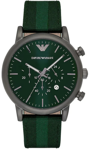 Buy Shop Emporio Armani Luigi XLarge Chronograph Green Dial Green Fabric Strap Watch for Men - AR1950 USA Online