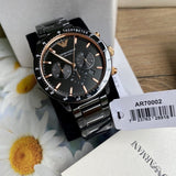 Buy Shop Emporio Armani Mario Ceramic Chronograph Black Dial Black Steel Strap Watch For Men - AR70002 USA Online