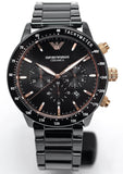 Buy Shop Emporio Armani Mario Ceramic Chronograph Black Dial Black Steel Strap Watch For Men - AR70002 USA Online