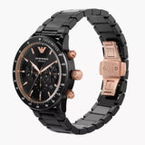 Buy Shop Emporio Armani Mario Ceramic Chronograph Black Dial Black Steel Strap Watch For Men - AR70002 USA Online