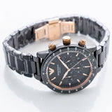 Buy Shop Emporio Armani Mario Ceramic Chronograph Black Dial Black Steel Strap Watch For Men - AR70002 USA Online