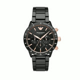 Buy Shop Emporio Armani Mario Ceramic Chronograph Black Dial Black Steel Strap Watch For Men - AR70002 USA Online