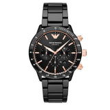 Buy Shop Emporio Armani Mario Ceramic Chronograph Black Dial Black Steel Strap Watch For Men - AR70002 USA Online