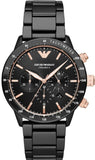 Buy Shop Emporio Armani Mario Ceramic Chronograph Black Dial Black Steel Strap Watch For Men - AR70002 USA Online