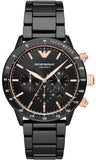 Buy Shop Emporio Armani Mario Ceramic Chronograph Black Dial Black Steel Strap Watch For Men - AR70002 USA Online