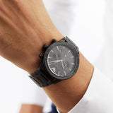 Buy Shop Emporio Armani Mario Chronograph Black Dial Black Steel Strap Watch For Men - AR11242 USA Online