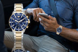 Buy Shop Emporio Armani Mario Chronograph Blue Dial Two Tone Steel Strap Watch For Men - AR11362 USA Online