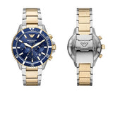 Buy Shop Emporio Armani Mario Chronograph Blue Dial Two Tone Steel Strap Watch For Men - AR11362 USA Online