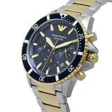 Buy Shop Emporio Armani Mario Chronograph Blue Dial Two Tone Steel Strap Watch For Men - AR11362 USA Online