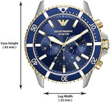 Buy Shop Emporio Armani Mario Chronograph Blue Dial Two Tone Steel Strap Watch For Men - AR11362 USA Online