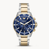 Buy Shop Emporio Armani Mario Chronograph Blue Dial Two Tone Steel Strap Watch For Men - AR11362 USA Online