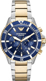 Buy Shop Emporio Armani Mario Chronograph Blue Dial Two Tone Steel Strap Watch For Men - AR11362 USA Online