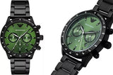 Buy Shop Emporio Armani Mario Chronograph Green Dial Black Steel Strap Watch For Men - AR11472 USA Online