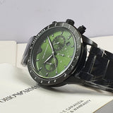 Buy Shop Emporio Armani Mario Chronograph Green Dial Black Steel Strap Watch For Men - AR11472 USA Online