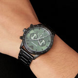 Buy Shop Emporio Armani Mario Chronograph Green Dial Black Steel Strap Watch For Men - AR11472 USA Online