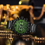 Buy Shop Emporio Armani Mario Chronograph Green Dial Black Steel Strap Watch For Men - AR11472 USA Online