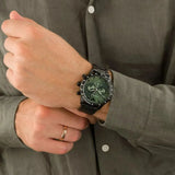 Buy Shop Emporio Armani Mario Chronograph Green Dial Black Steel Strap Watch For Men - AR11472 USA Online
