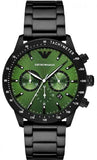 Buy Shop Emporio Armani Mario Chronograph Green Dial Black Steel Strap Watch For Men - AR11472 USA Online