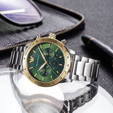 Buy Shop Emporio Armani Mario Chronograph Green Dial Silver Steel Strap Watch For Men - AR11454 USA Online