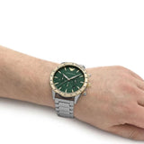 Buy Shop Emporio Armani Mario Chronograph Green Dial Silver Steel Strap Watch For Men - AR11454 USA Online